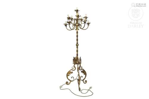 Wrought iron candlestick, 20th century