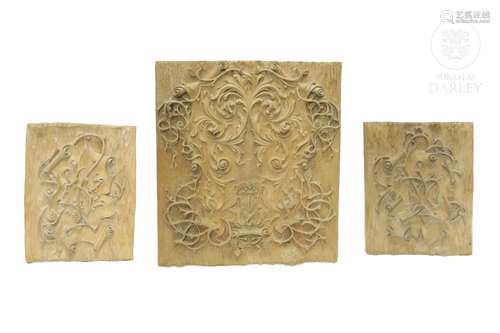 Vicente Andreu "Set of three wood carvings", 1995 ...