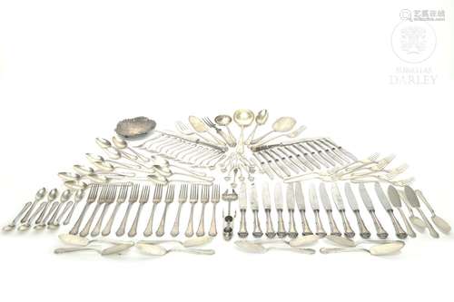 Spanish silver cutlery set, mid-20th century