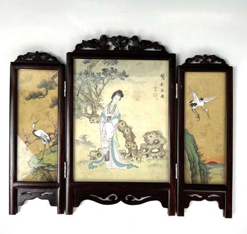 Table Screen Chinese Painting Attributed to Huang Jun