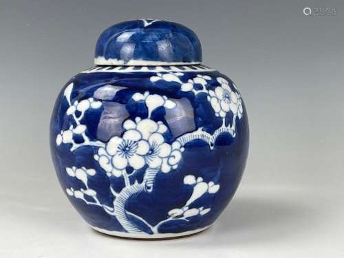 A Chinese Ice_Plum Blue White Porcelain Lidded Jar