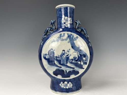 Chinese Blue and White Moon Flask Vase