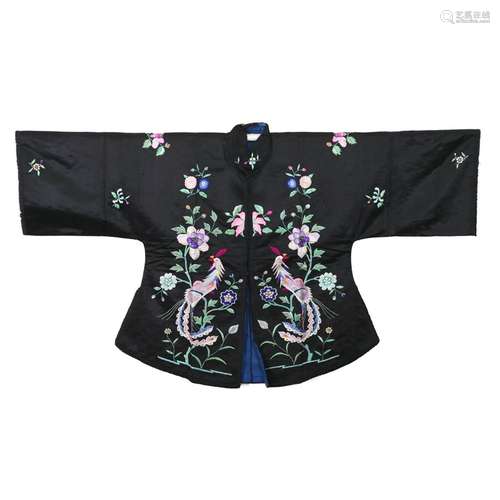 A BLACK-GROUND EMBROIDERED 'PHOENIX' LADY'S ROBE