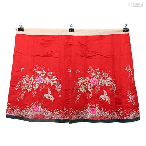 A RED-GROUND EMBROIDERED 'FLOWER' SKIRT