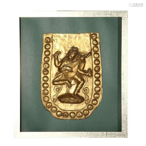 A GILT-BRONZE PLAQUE OF USHNISHAVIJAYA