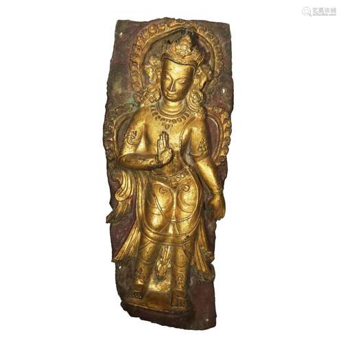 A GILT-BRONZE FIGURE OF A STANDING BODHISATTVA