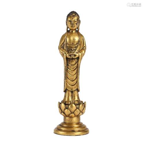 A GILT-BRONZE BUDDHA FIGURE