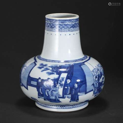 A BLUE AND WHITE 'FIGURES' VASE