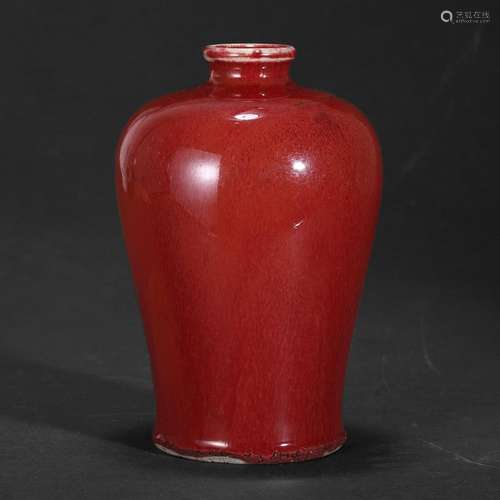 A RED-GLAZED MEIPING VASE