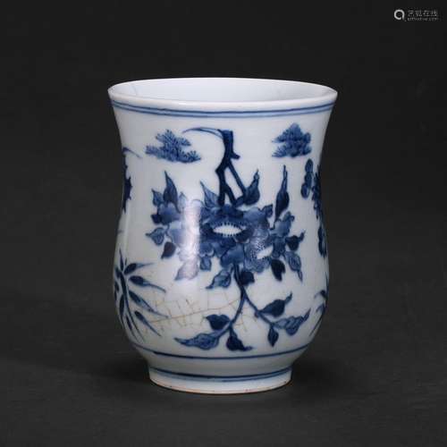 A BLUE AND WHITE FLORAL ZHADOU