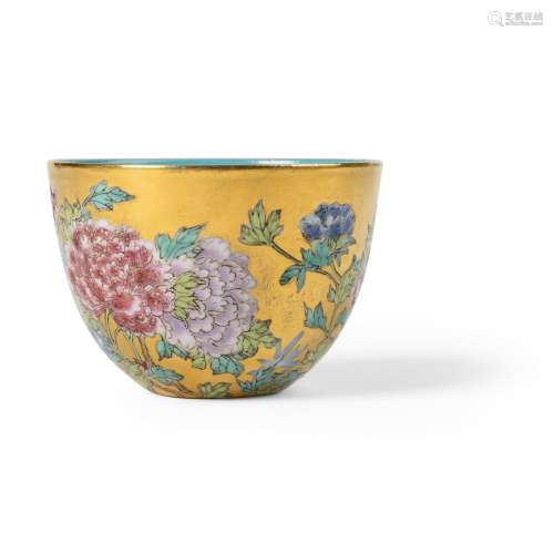 GILT-GROUND FAMILLE ROSE 'PEONY' CUP QING DYNASTY, QIANLONG ...