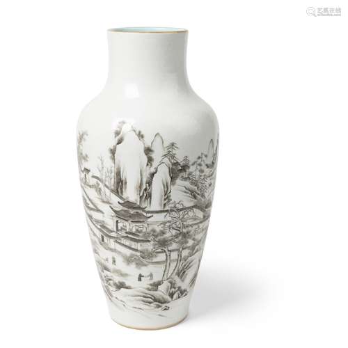 GRISAILLE-DECORATED 'LANDSCAPE' VASE QING DYNASTY, 19TH CENT...