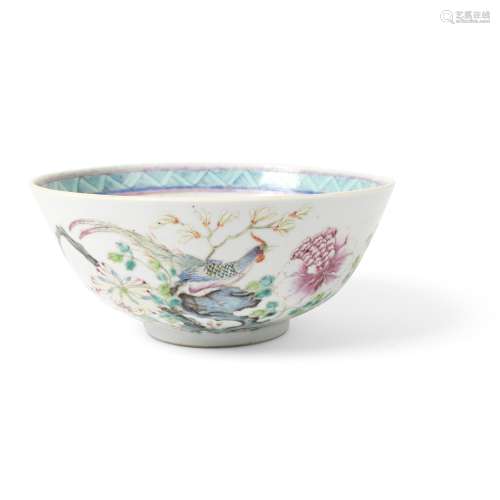 FAMILLE ROSE 'PHEASANT AND FLOWER' BOWL QING DYNASTY, 18TH-1...