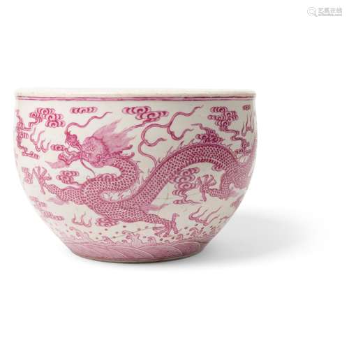 PUCE-ENAMELLED 'DRAGON' BASIN QING DYNASTY, 18TH-19TH CENTUR...