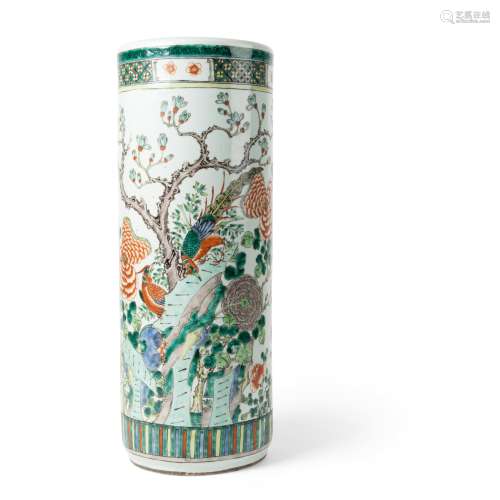 LARGE FAMILLE VERTE 'PHEASANT' UMBRELLA STAND QING DYNASTY, ...