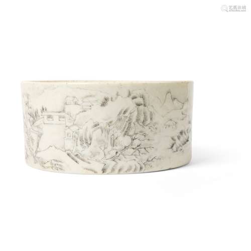 GRISAILLE-DECORATED 'LANDSCAPE' WATER POT QING DYNASTY, 18TH...