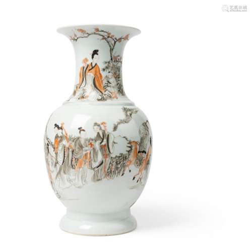 IRON-RED AND GRISAILLE-DECORATED VASE 20TH CENTURY