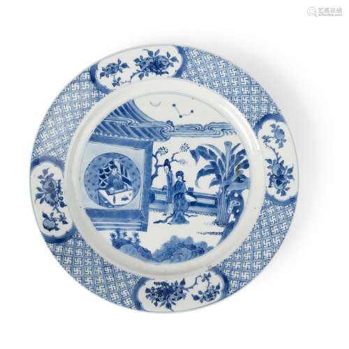 BLUE AND WHITE 'ROMANCE OF THE WESTERN CHAMBER' PLATE CHENGH...