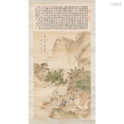 INK SCROLL 'LANDSCAPE' PAINTING 20TH CENTURY, ATTRIBUTED TO ...