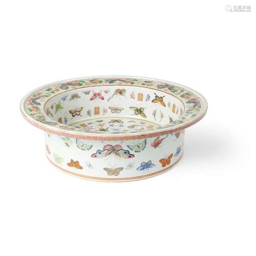 FAMILLE ROSE 'BUTTERFLY AND HAPPINESS' BASIN QING DYNASTY, G...