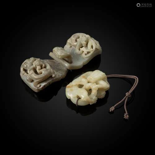 TWO JADE ORNAMENTS MING TO QING DYNASTY, 17TH-18TH CENTURY