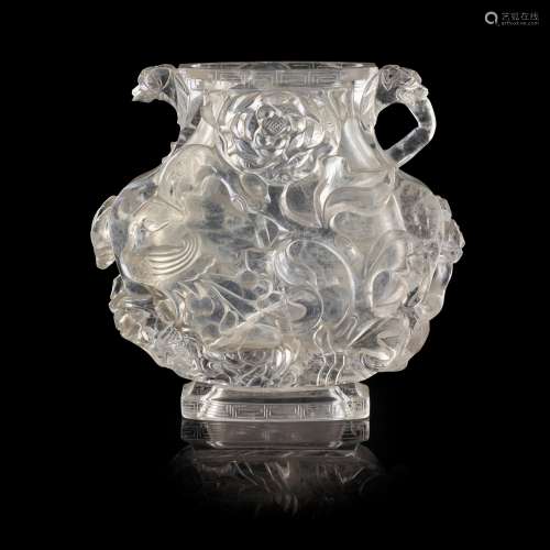 ROCK CRYSTAL 'PHOENIX' VASE QING DYNASTY, 19TH CENTURY