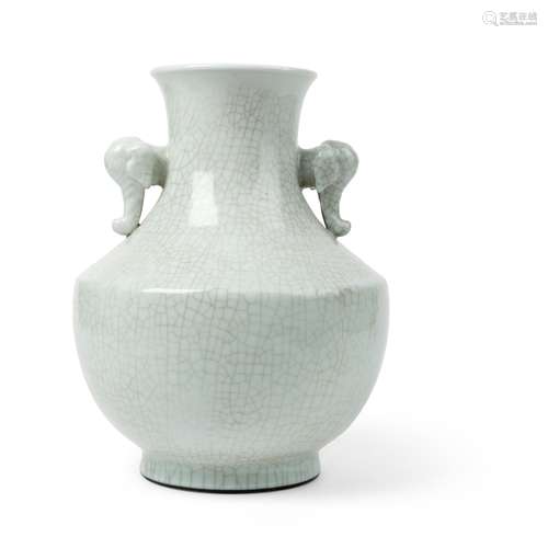 GE-TYPE CRACKLE-GLAZED VASE WITH ELEPHANT HANDLES 19TH-20TH ...