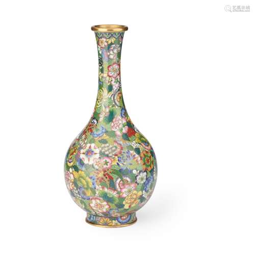 CLOISONNÉ ENAMEL 'MILLEFLEUR' BOTTLE VASE LATE QING TO REPUB...