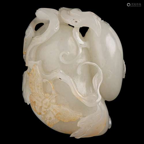 WHITE JADE 'MELON AND BUTTERFLY' PENDANT QING DYNASTY, 18TH ...