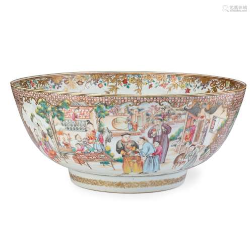 EXPORT FAMILLE ROSE PUNCH BOWL QING DYNASTY, QIANLONG PERIOD