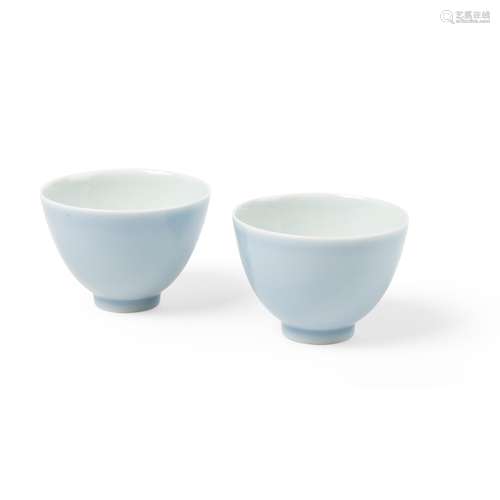 PAIR OF SKY-BLUE-GLAZED CUPS QING DYNASTY, YONGZHENG MARK, 1...