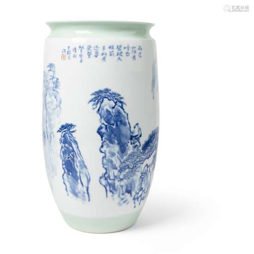 LARGE BLUE AND WHITE VASE WANG XILIANG (1922-), DATED 2003AD