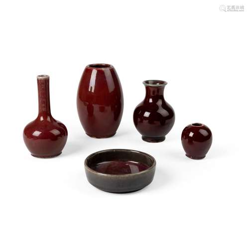 GROUP OF FIVE RED-GLAZED VESSELS 19TH-20TH CENTURY