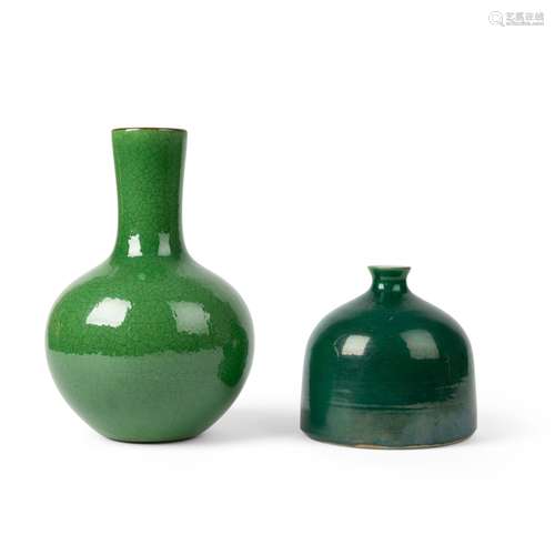 TWO GREEN-GLAZED VESSELS