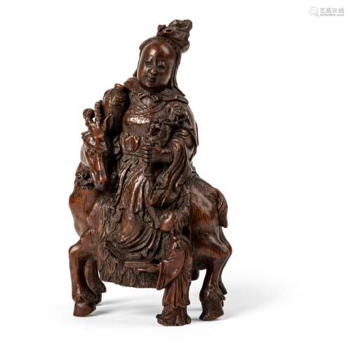 BAMBOO CARVING OF MAGU WITH DEER QING DYNASTY, 19TH CENTURY