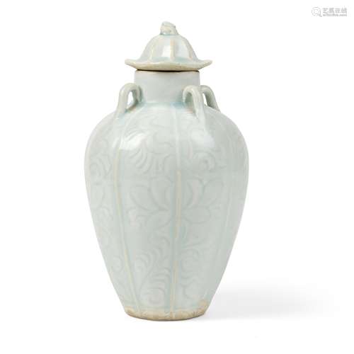 QINGBAI 'FLOWER' LOBED VASE WITH COVER SONG DYNASTY OR LATER