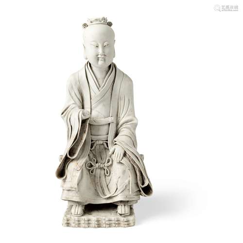 CARVED PORCELAIN FIGURE OF A SEATED DAOIST IMMORTAL MING DYN...