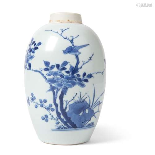 BLUE AND WHITE 'BIRD AND FLOWER' VASE QING DYNASTY, KANGXI P...