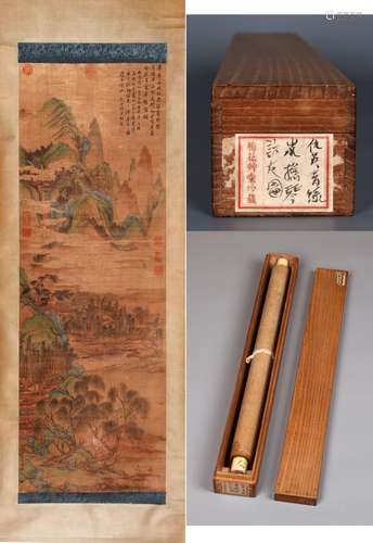 梅花草堂藏品CHINESE SCROLL PAINTING OF MOUNTAIN VIEWS SIGNED...