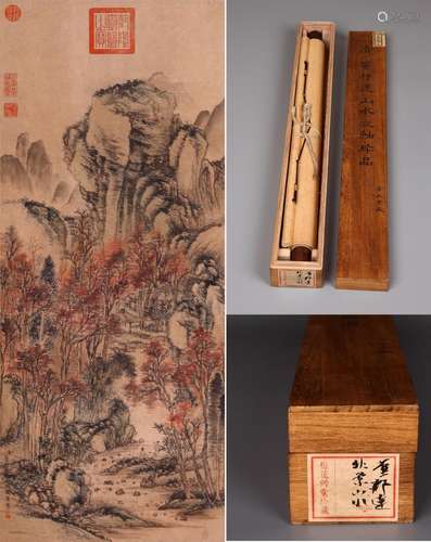 梅花草堂藏品CHINESE SCROLL PAINTING OF MOUNTAIN VIEWS SIGNED...