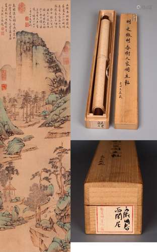 梅花草堂藏品CHINESE SCROLL PAINTING OF MOUNTAIN VIEWS SIGNED...