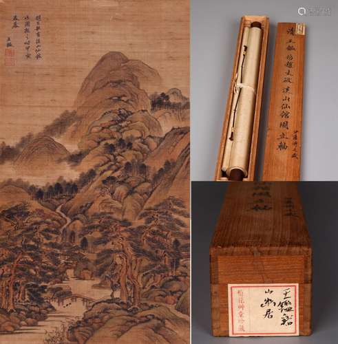 梅花草堂藏品CHINESE SCROLL PAINTING OF MOUNTAIN VIEWS SIGNED...