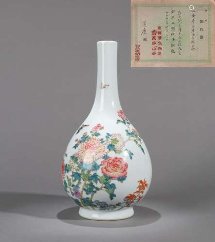 梅花草堂藏品CHINESE PORCELAIN FAMILLE ROSE FLOWER VASE