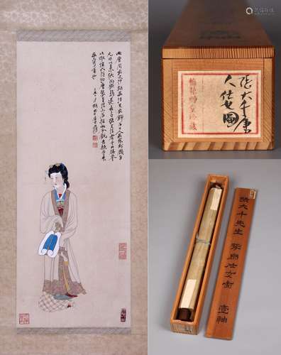 梅花草堂藏品CHINESE SCROLL PAINTING OF BEAUTY WITH FAN SIGNE...