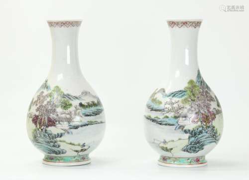 Mirror Pr Chinese Enamel Porcelain Landscape Vases