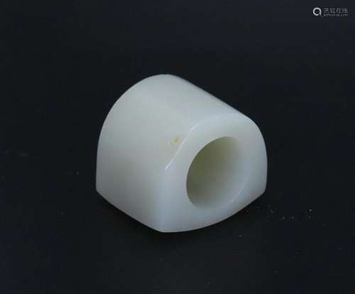 Large Chinese Qing White Jade Archer's Ring