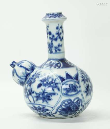 Chinese 18th C Blue & White Porcelain Kendi