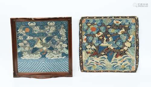 2 Chinese 19th C Kesi Tapestry Court Rank Badges