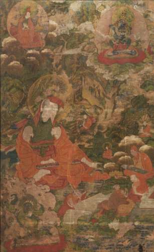 Fine Tibetan 18th C Thangka; Lamas & Bodhisattvas