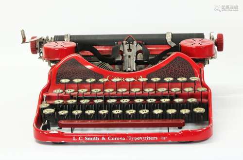 L C Smith & Corona 1920's Red Typewriter